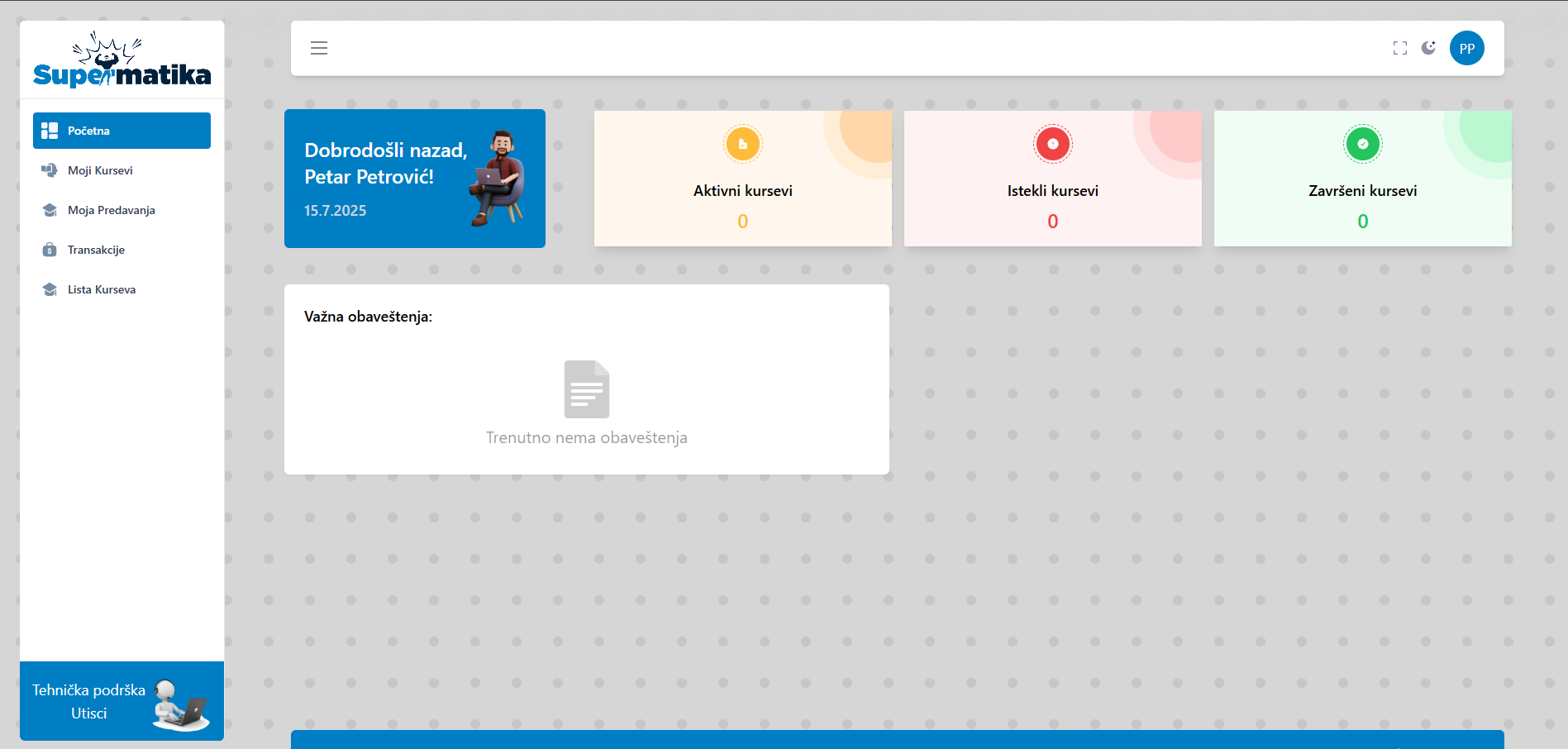 Dashboard - Dnevni režim